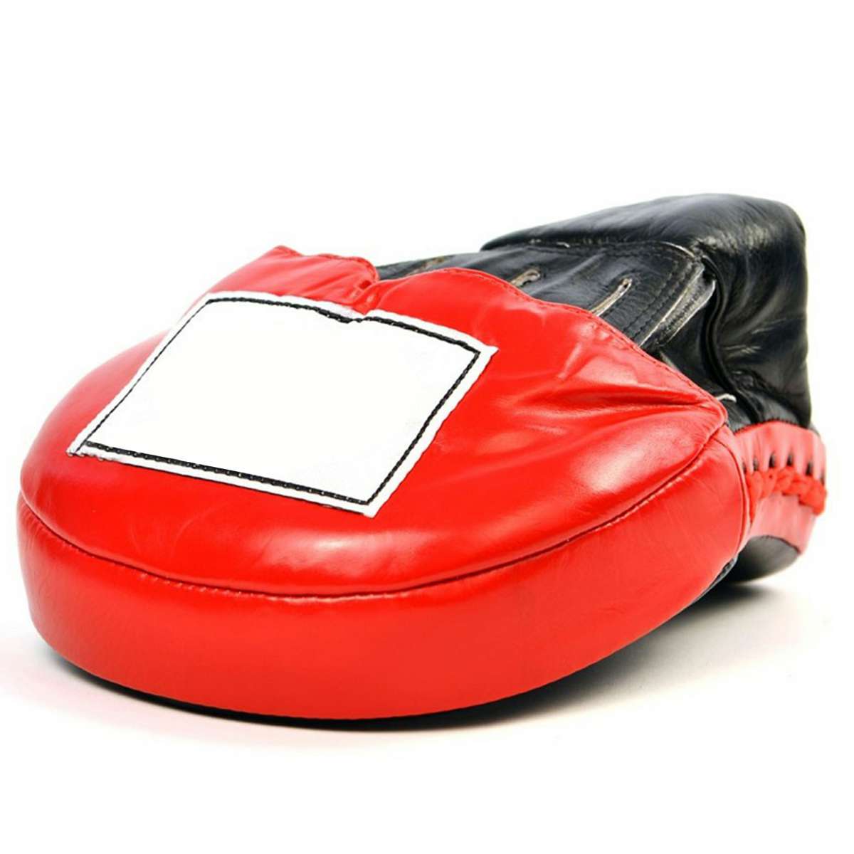 Red and Black Round Focus Mitt with White Target Panel and Elastic Wrist Band